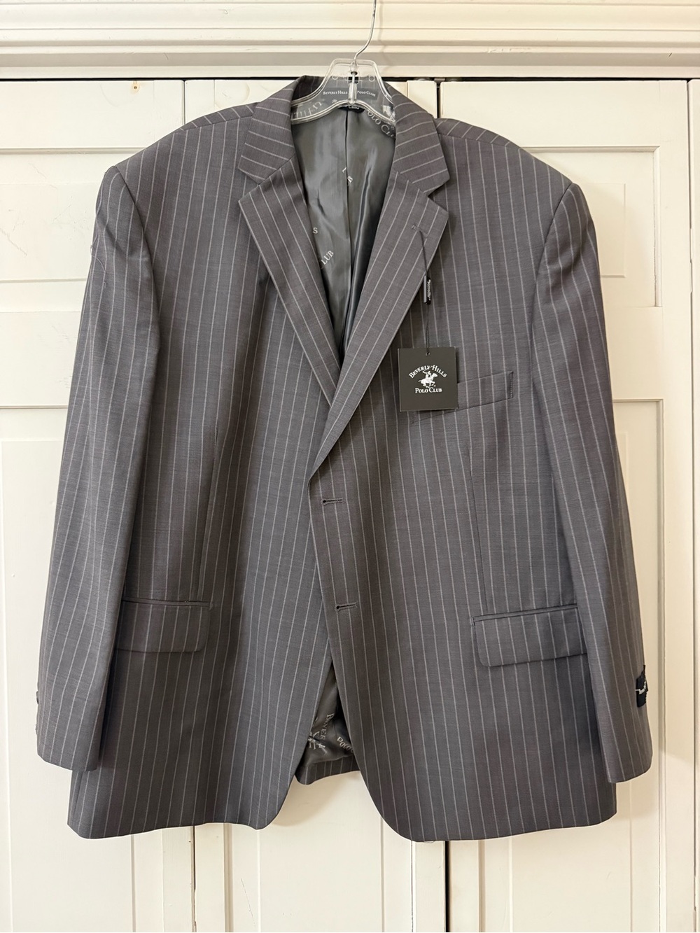 Men's Gray Beverly Hills wool Pinstripe grey Blazer size 48S